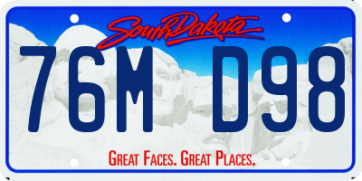 SD license plate 76MD98