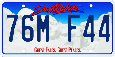 SD license plate 76MF44