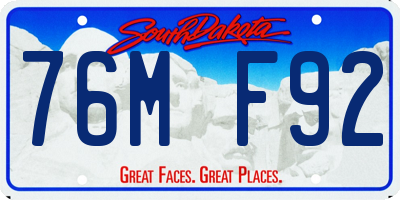 SD license plate 76MF92