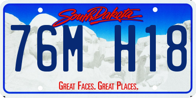 SD license plate 76MH18
