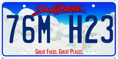 SD license plate 76MH23