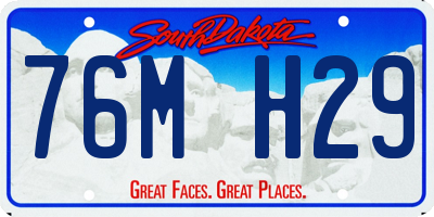 SD license plate 76MH29