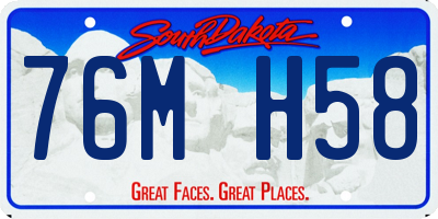 SD license plate 76MH58
