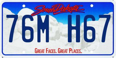 SD license plate 76MH67