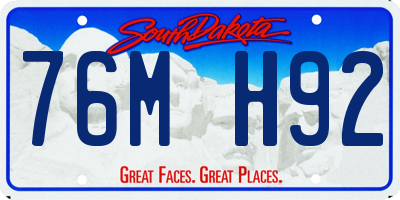 SD license plate 76MH92