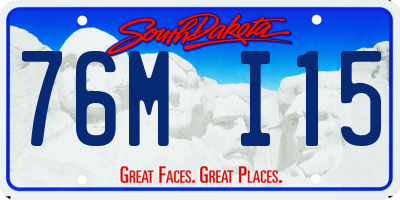 SD license plate 76MI15