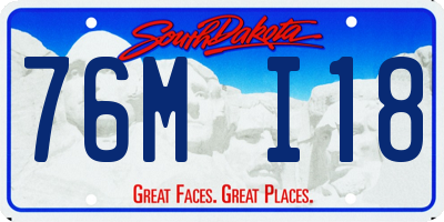 SD license plate 76MI18