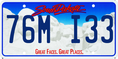 SD license plate 76MI33