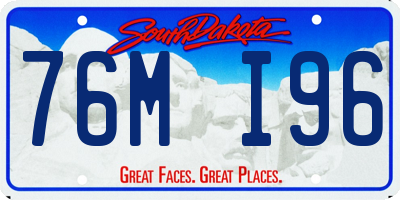 SD license plate 76MI96