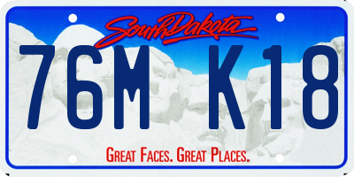 SD license plate 76MK18