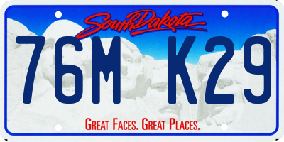 SD license plate 76MK29