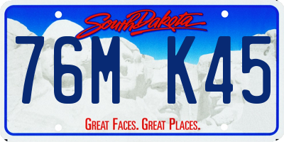 SD license plate 76MK45