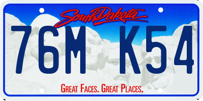 SD license plate 76MK54
