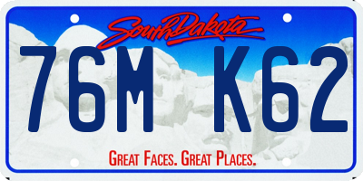 SD license plate 76MK62