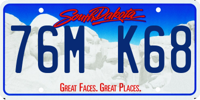 SD license plate 76MK68