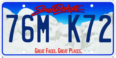 SD license plate 76MK72