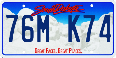 SD license plate 76MK74