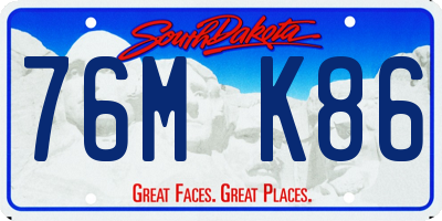 SD license plate 76MK86