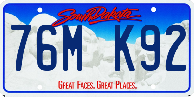 SD license plate 76MK92