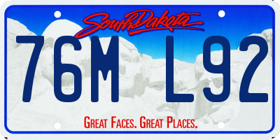 SD license plate 76ML92