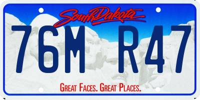 SD license plate 76MR47
