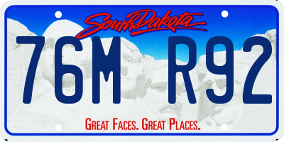 SD license plate 76MR92