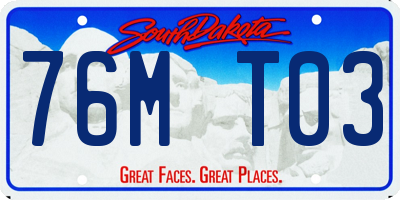 SD license plate 76MT03