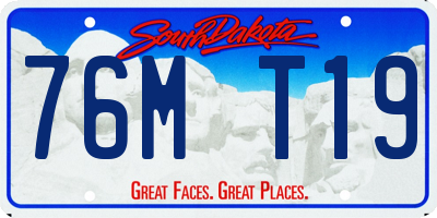 SD license plate 76MT19