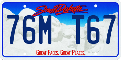 SD license plate 76MT67