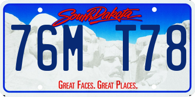 SD license plate 76MT78