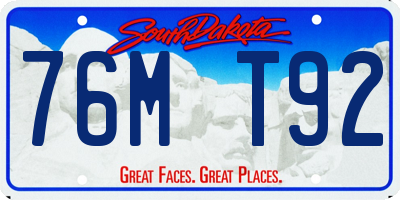 SD license plate 76MT92