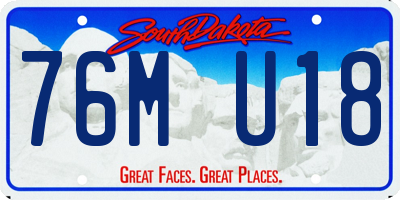 SD license plate 76MU18