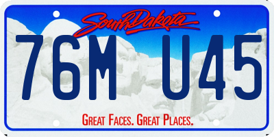 SD license plate 76MU45