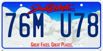 SD license plate 76MU78