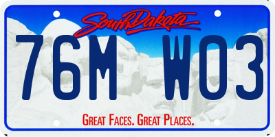 SD license plate 76MW03