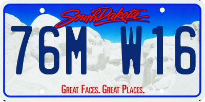 SD license plate 76MW16