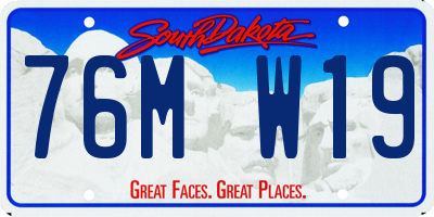 SD license plate 76MW19