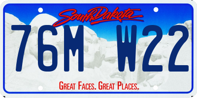 SD license plate 76MW22