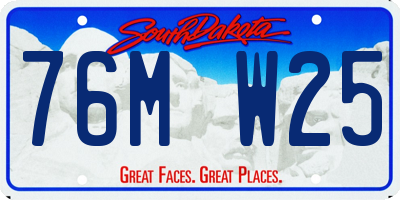 SD license plate 76MW25