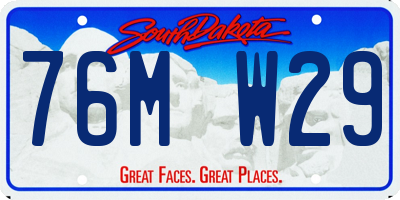SD license plate 76MW29