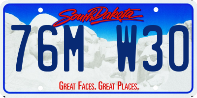 SD license plate 76MW30