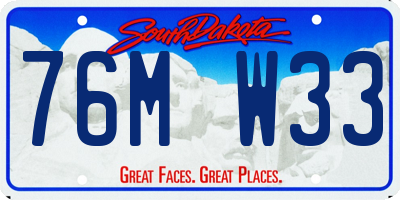 SD license plate 76MW33