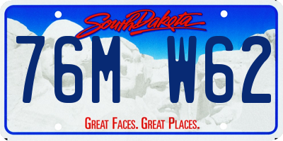 SD license plate 76MW62