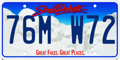 SD license plate 76MW72