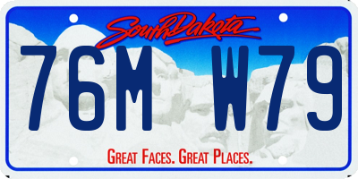 SD license plate 76MW79