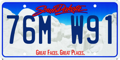SD license plate 76MW91