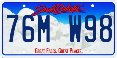SD license plate 76MW98