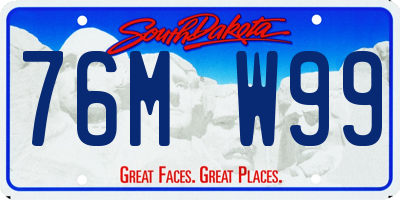 SD license plate 76MW99