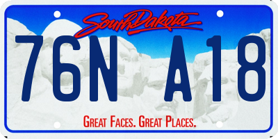 SD license plate 76NA18