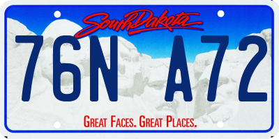SD license plate 76NA72